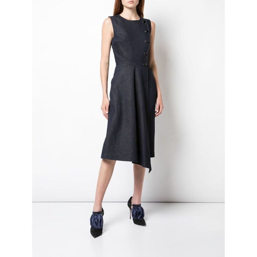 Adam Lippes Womens Navy Sleeveless Above The Knee Sheath Dress Size: 6